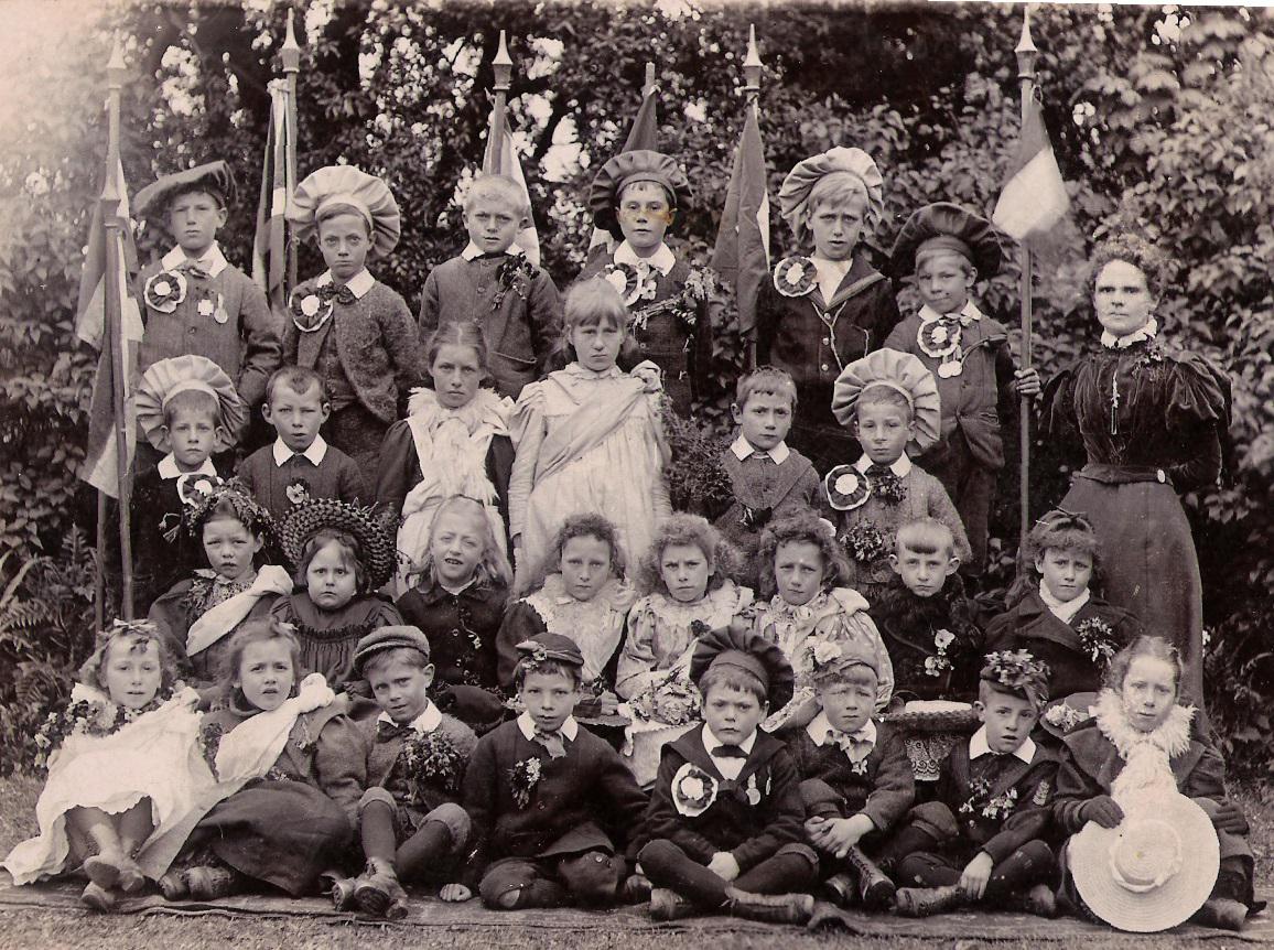Undated - School Play with Miss Powell (Teacher at end)